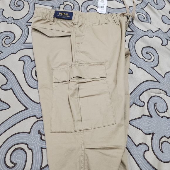 SOLD!! NWT Polo Ralph Lauren Mens Cargo Pants 32x32 Khaki 7 Pocket w/ drawstring - Picture 6 of 9